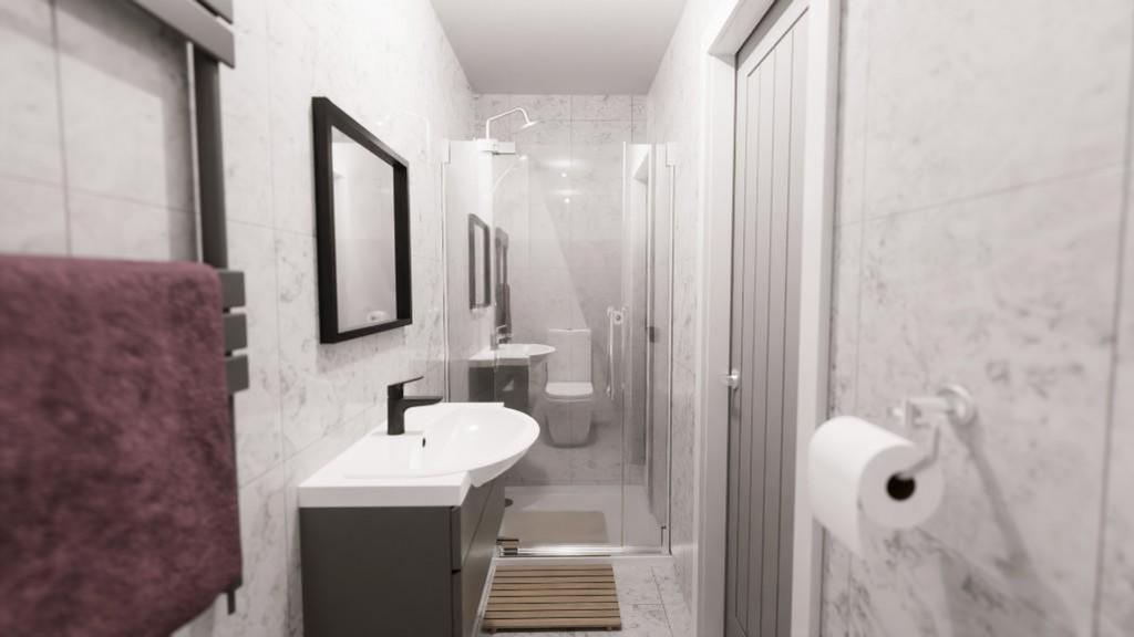 Experience a modern and stylish bathroom featur...