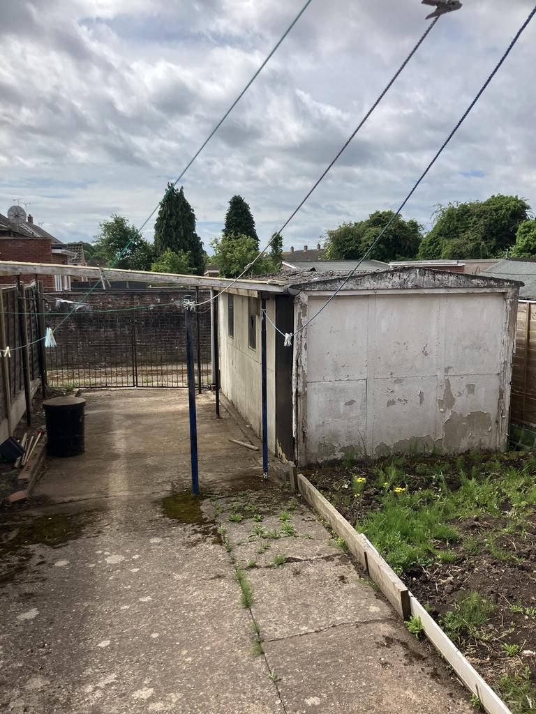 Back garden and garage