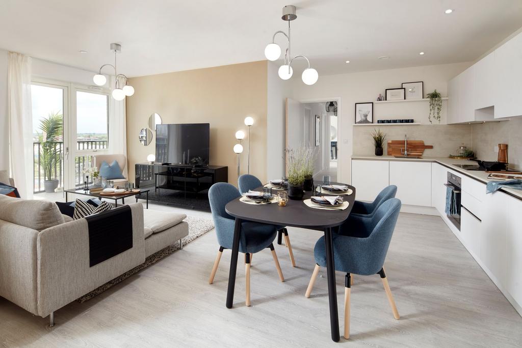 Hayes Village - 2-bed show home - living area