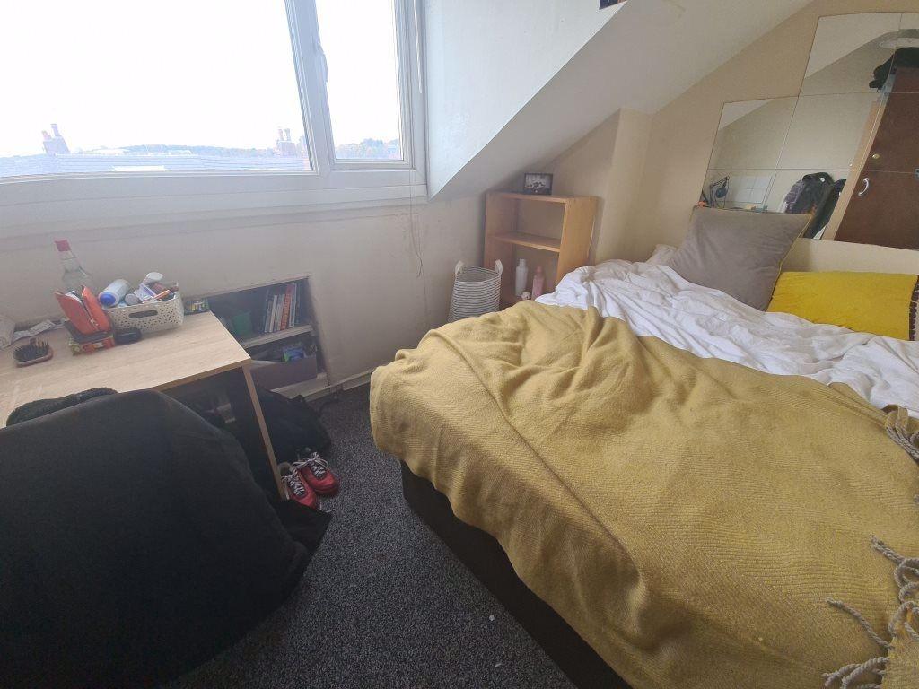 Bright and cozy master bedroom featuring a comf...