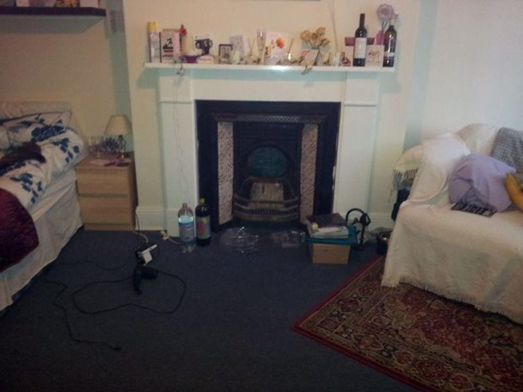 Cozy living room featuring a traditional firepl...