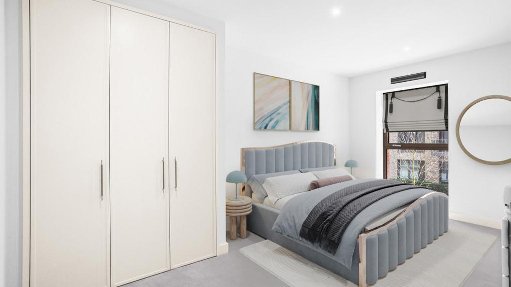 Bedroom with built in wardrobe