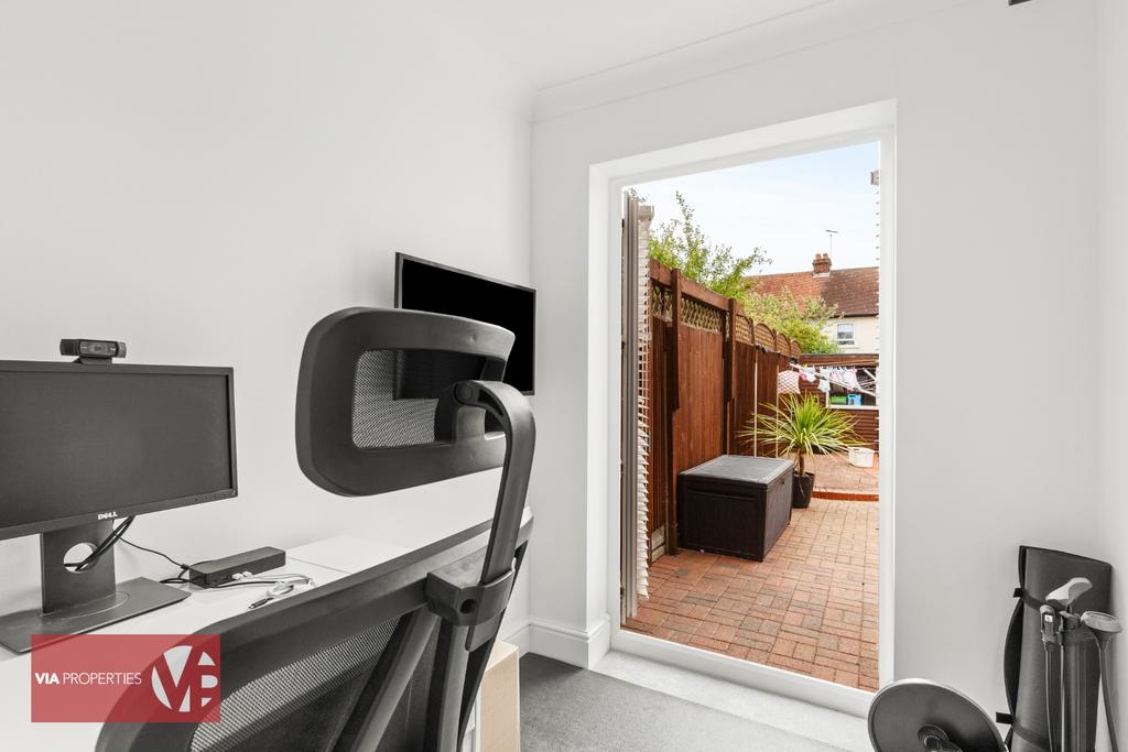 Office accessed from living room