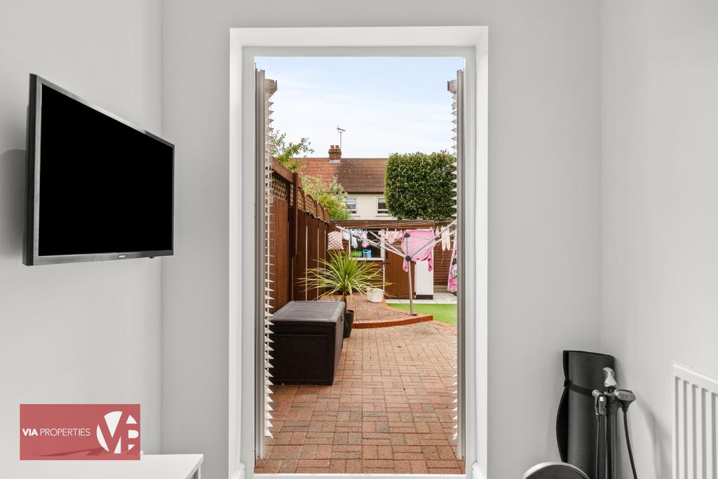 Office accessed from living room