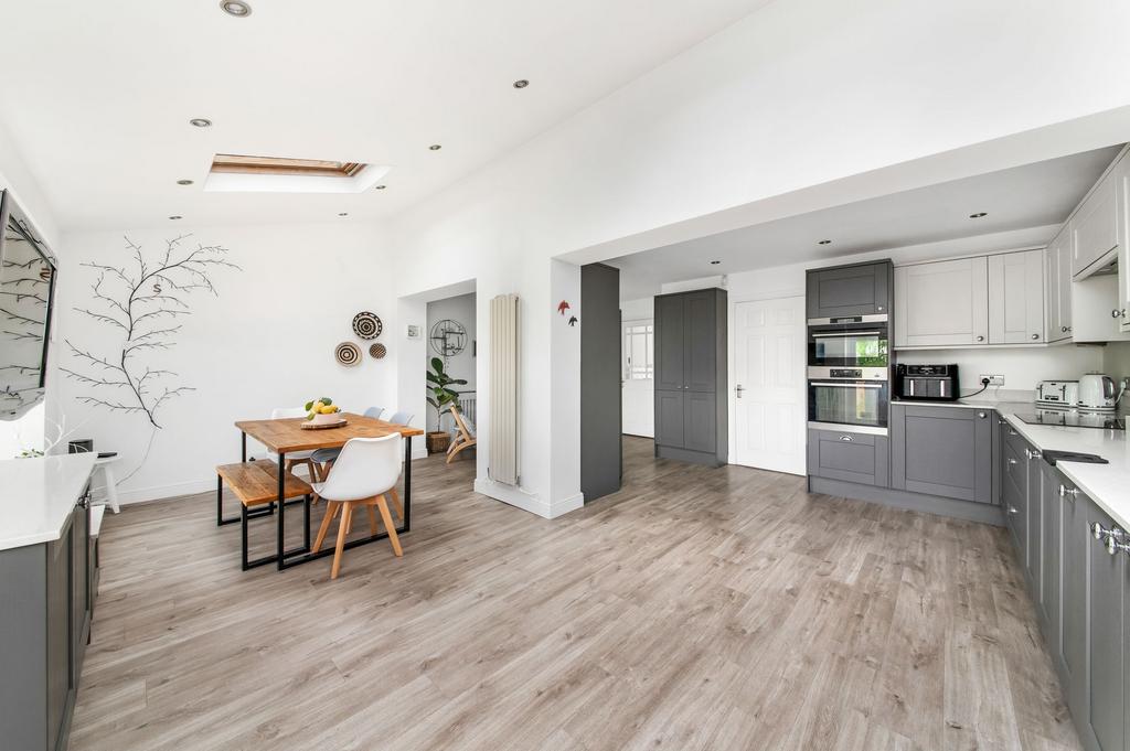 Open plan dining kitchen and family room