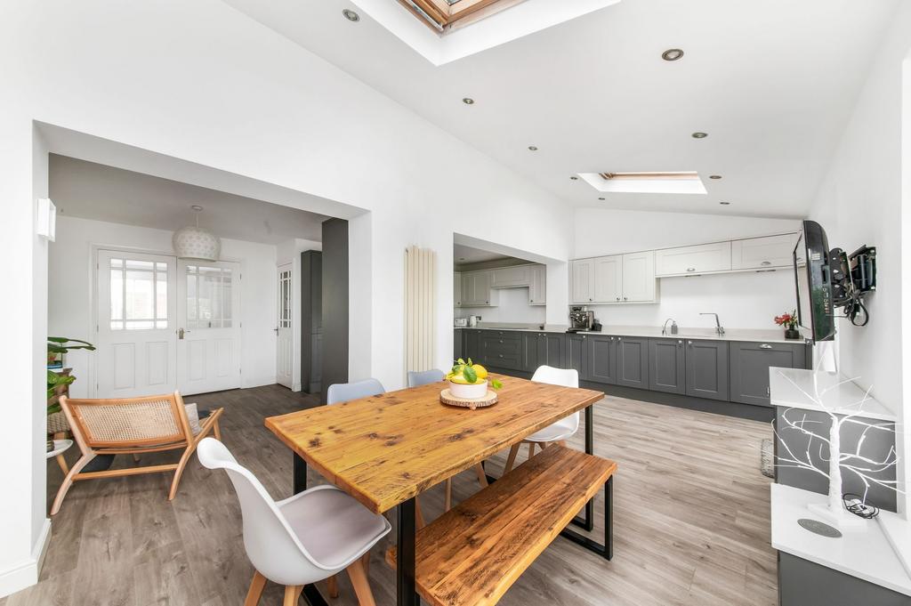 Open plan dining kitchen and family room