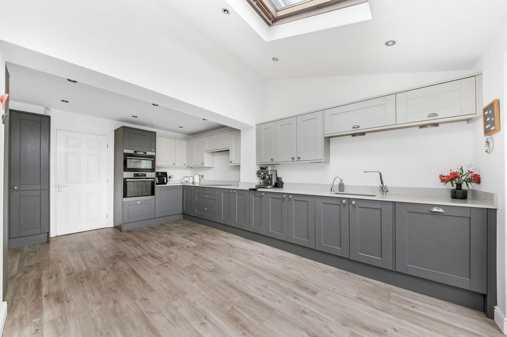 Open plan dining kitchen and family room