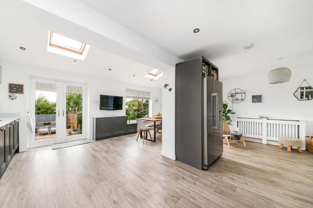 Open plan dining kitchen and family room