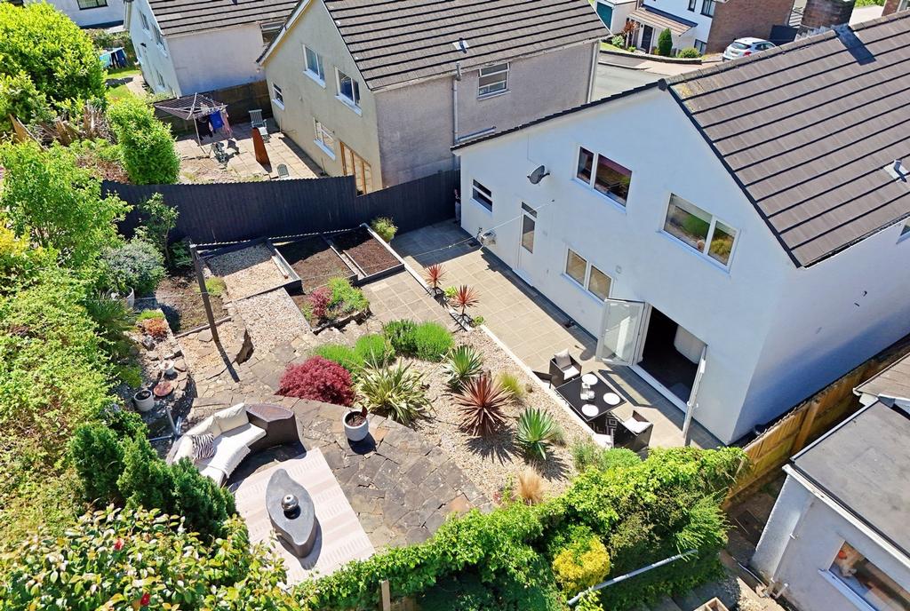 Elevated view of garden