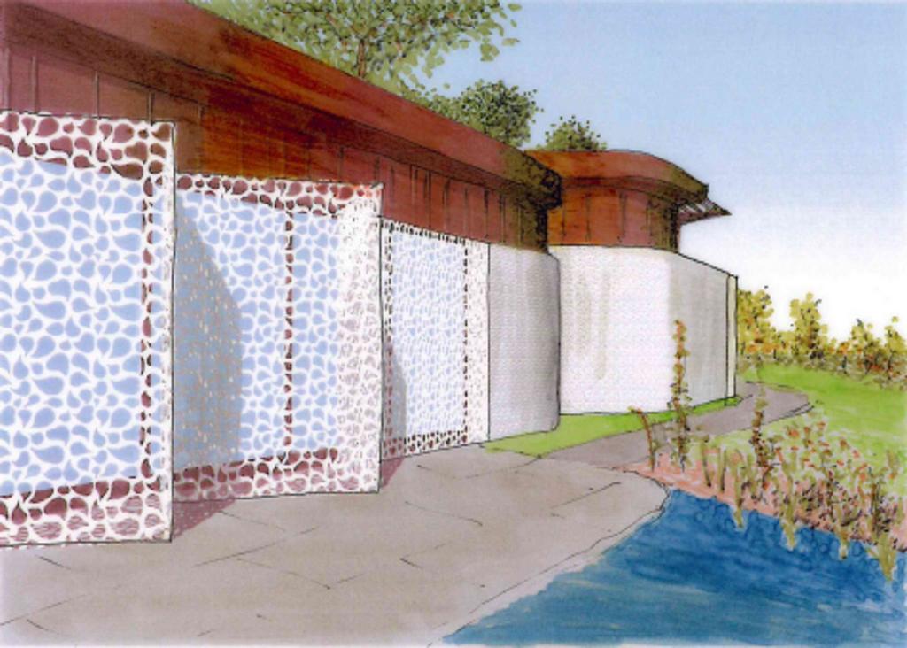 Proposed Sliding/folding Corian voile to pool