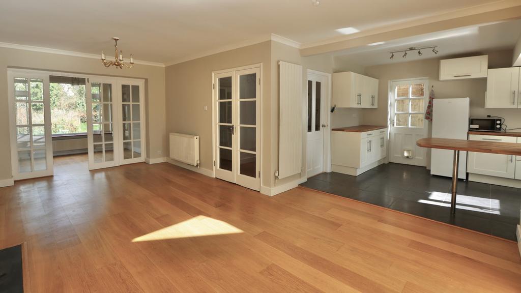 Open plan sitting/dining/kitchen/garden area