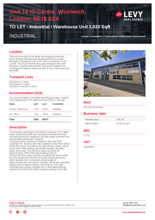 Warehouse to rent, Seymour St London SE18 6SS