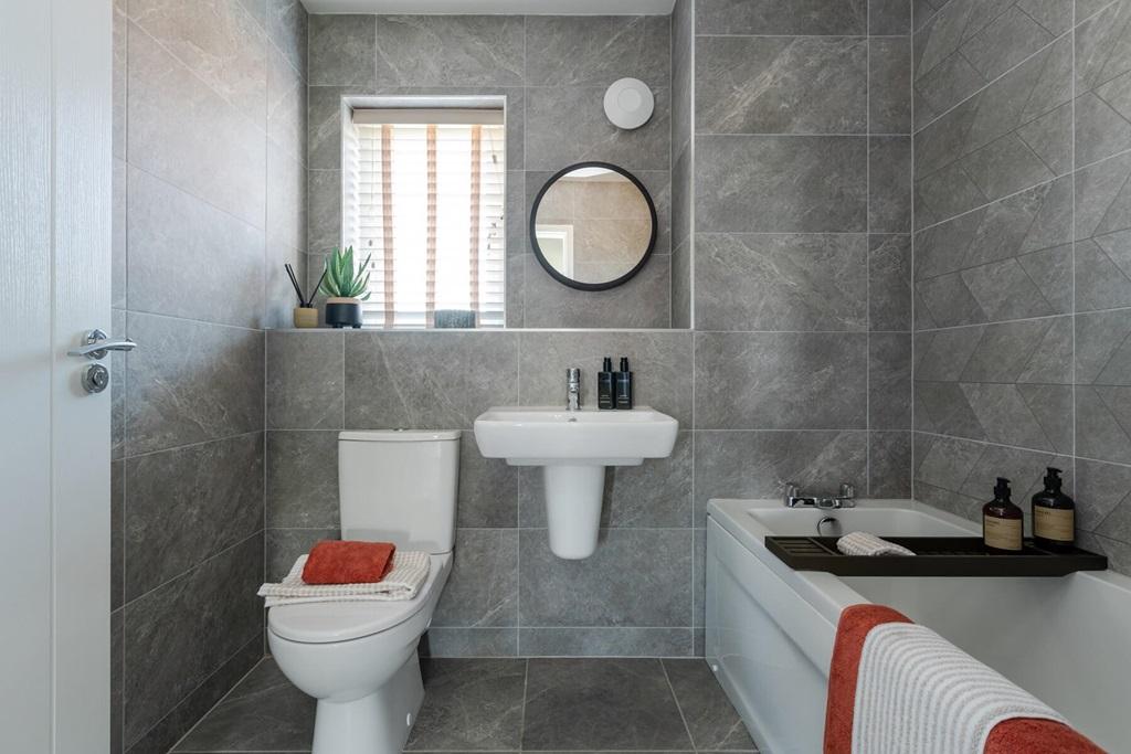 A modern bathroom with high quality fixtures...