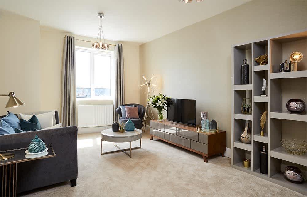 Living room with sofa and furniture in the...