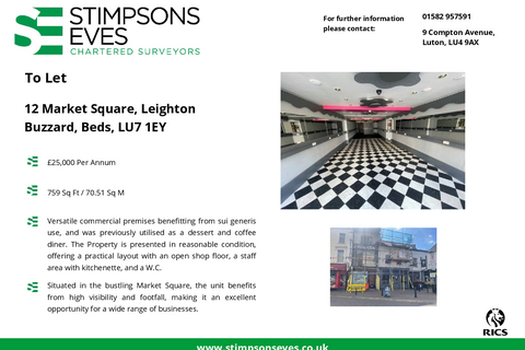 Retail property (high street) to rent, 12-14 Market Sq Leighton Buzzard LU7 1EY