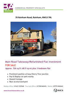 Retail property (high street) for sale, 70 Rainham Rd Rainham RM13 7RL