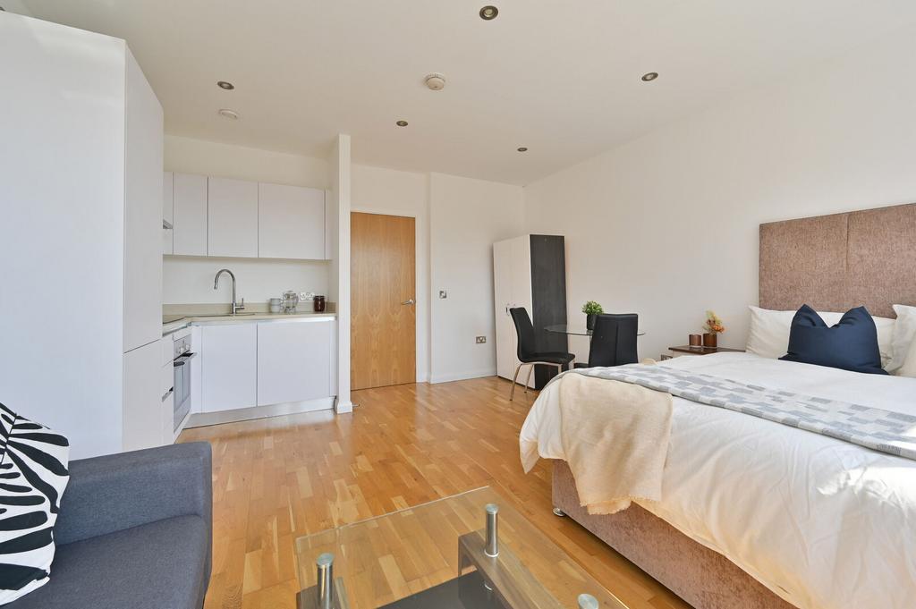 Studio apartment interior, open plan living