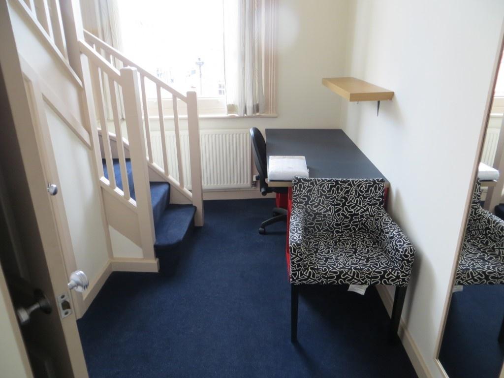 Bright and tidy hallway featuring a carpeted fl...