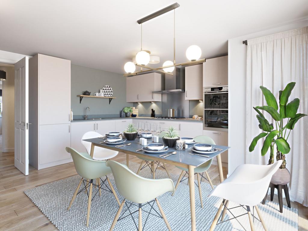 Kitchen and dining room in the Exeter, a 4...