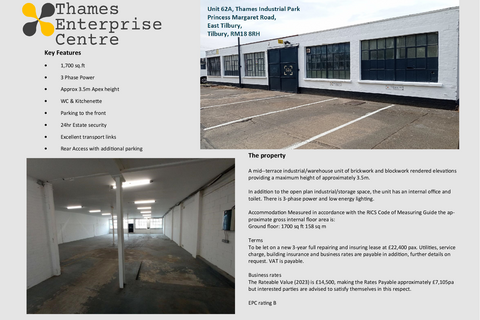 Warehouse to rent, Princess Margaret Rd Tilbury RM18 8RH