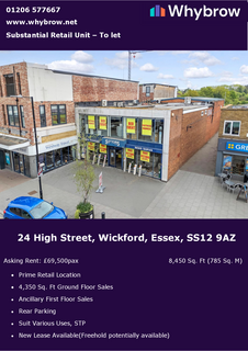 Retail property (high street) to rent, 24 High St Wickford SS12 9AZ