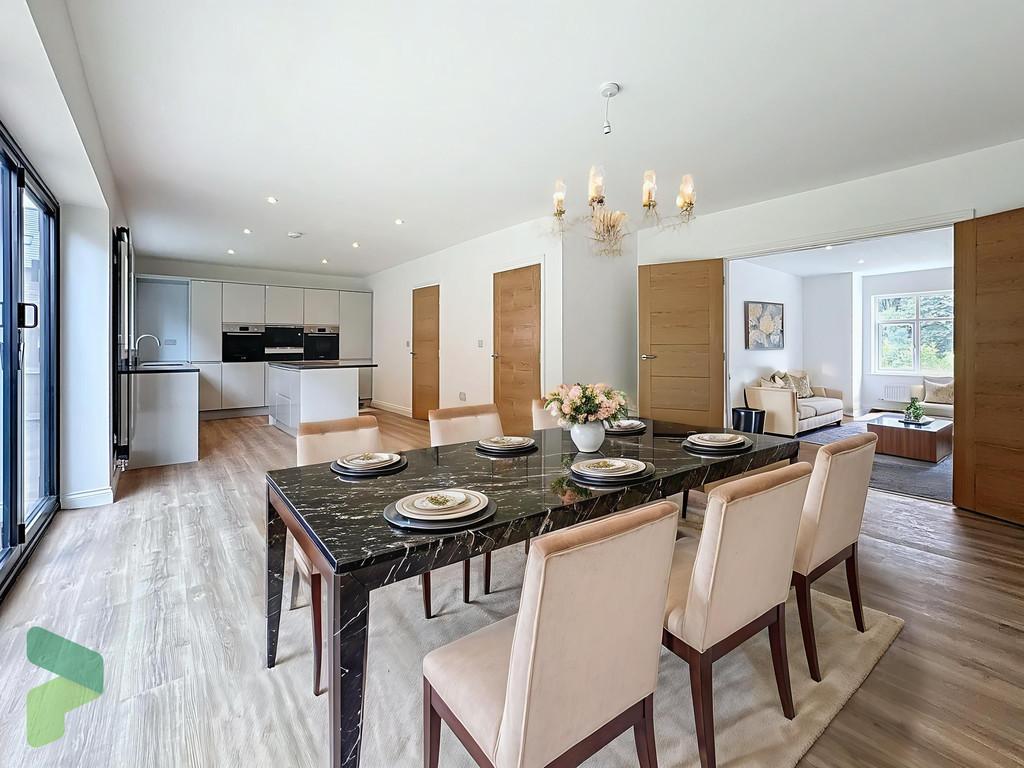 Virtually staged dining room