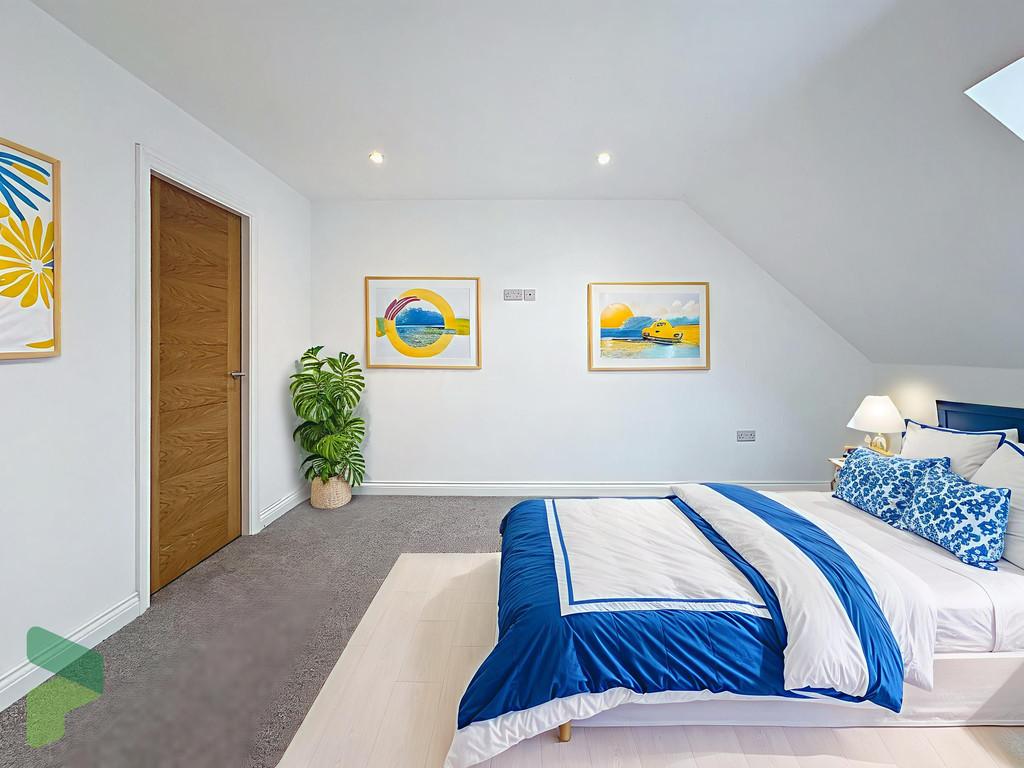 Virtually staged Second floor bedroom