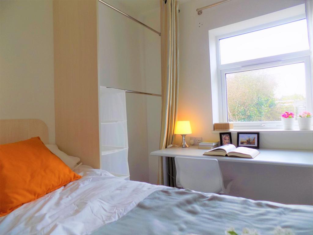 Bright and cozy single bedroom featuring a comf...