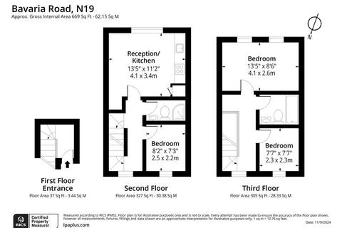 3 bedroom flat to rent, Bavaria Road - Flat C, Islington, London, N19