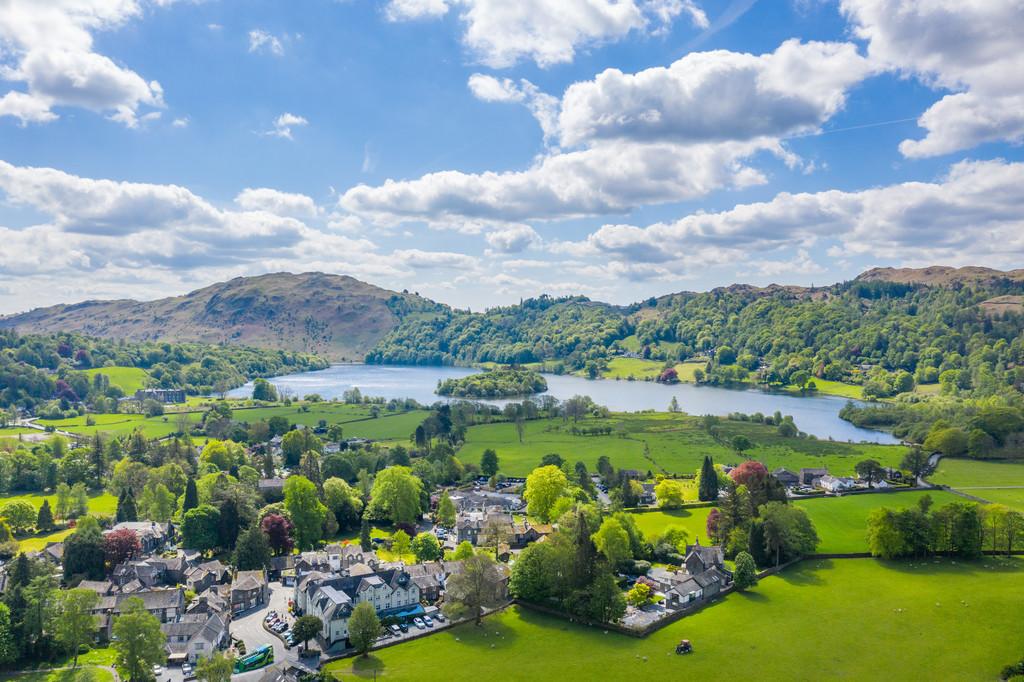 Aerial View of Grasmere, Lake and Fells