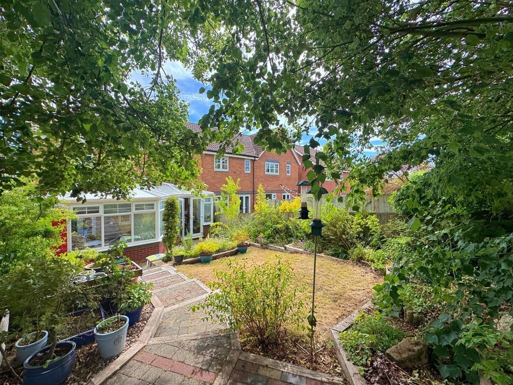 Steps down in rear garden