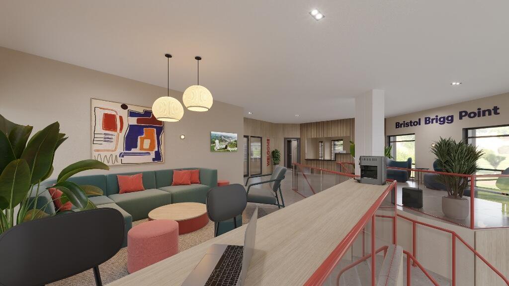 A spacious and modern living room featuring com...