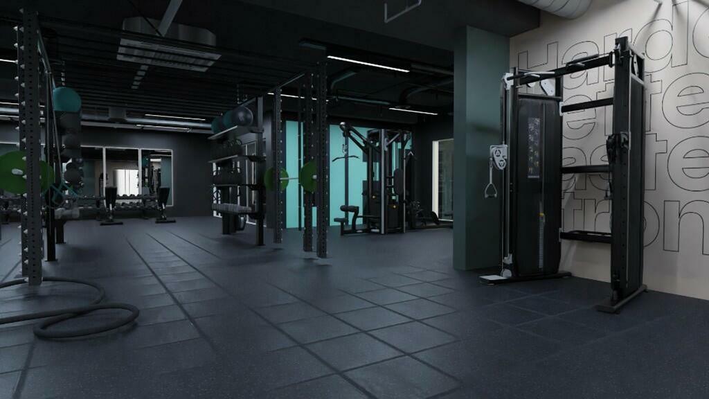 A spacious and modern gym with well-maintained ...