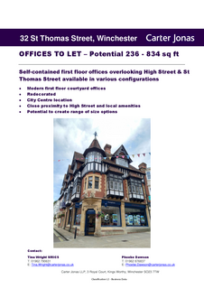Office to rent, 30-32 St Thomas St Winchester SO23 9HJ