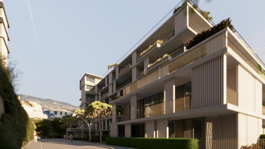 Apartment building facade, block of apartments