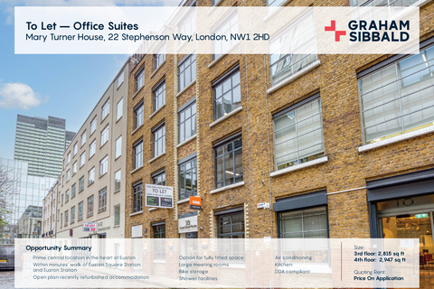 Office to rent, 22 Stephenson Way London NW1 2HD