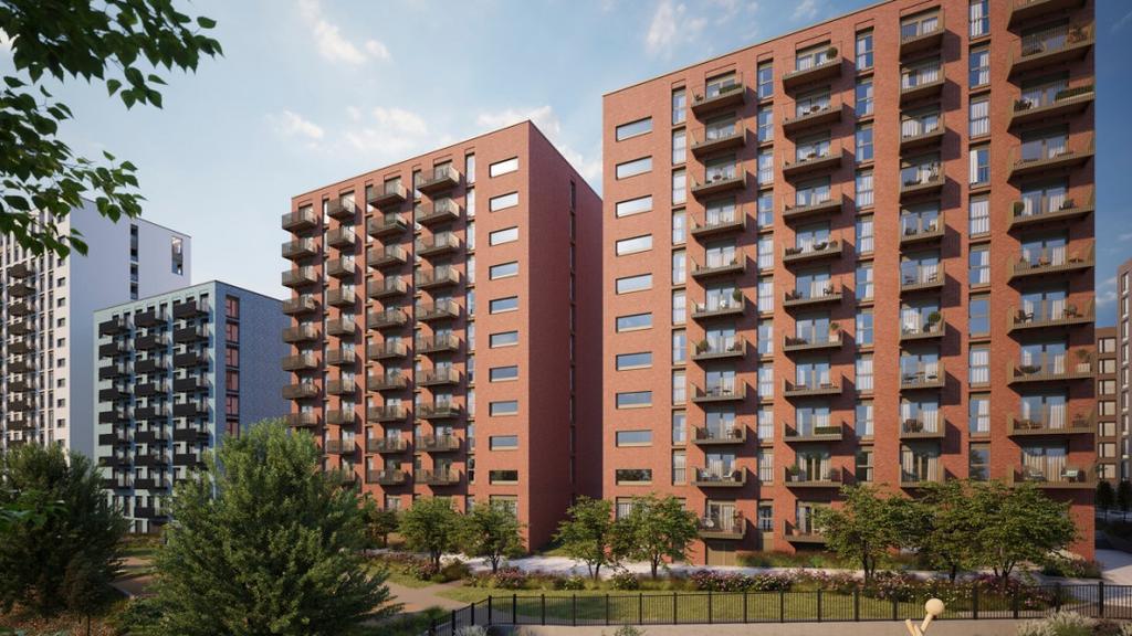 Computer generated exterior of East River Wharf...