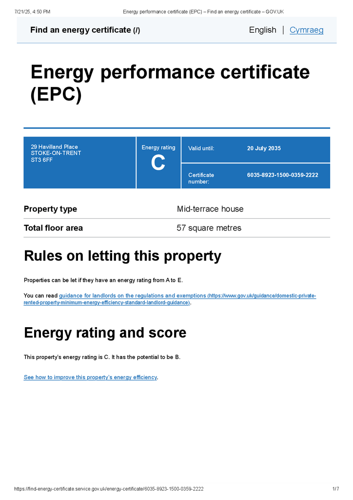 Energy performance certificate (EPC) – Find an ene