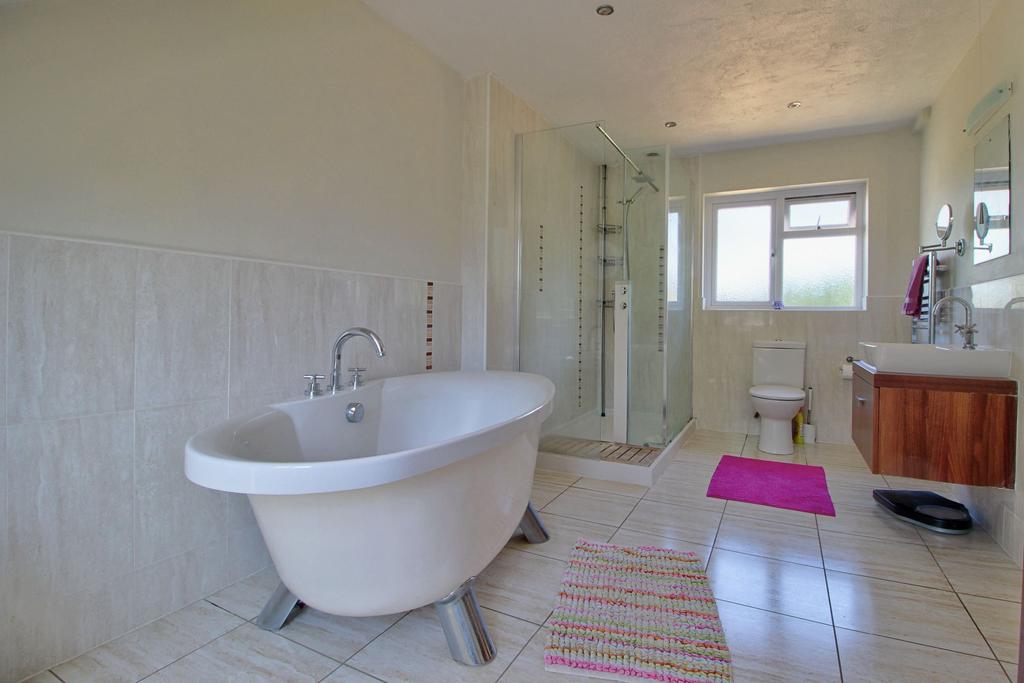 Large jet shower &amp; freestanding bath tub
