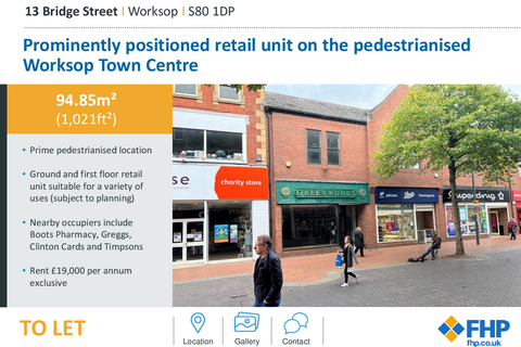 Retail property (high street) to rent, 13-21 Bridge St Worksop S80 1DP