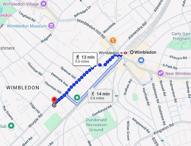 Map to Wimbledon station.JPG