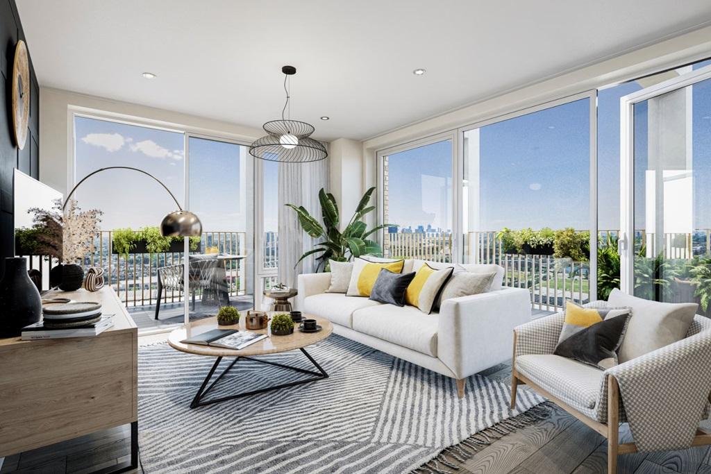 Light filled interiors with floor to ceiling...