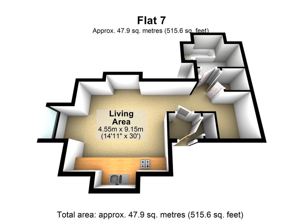 Flat 7 1 north street floor plan 3 d