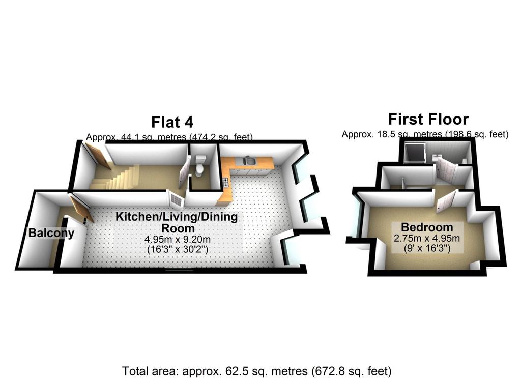 Flat 4 1 north street floor plan 3 d