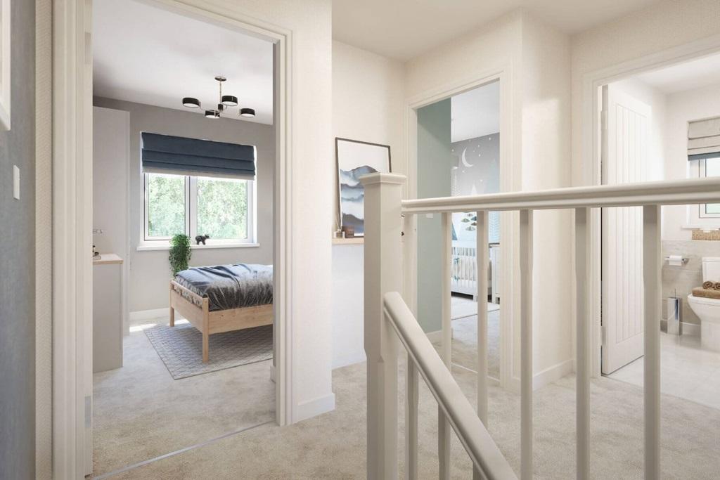 The first floor boasts three airy bedrooms