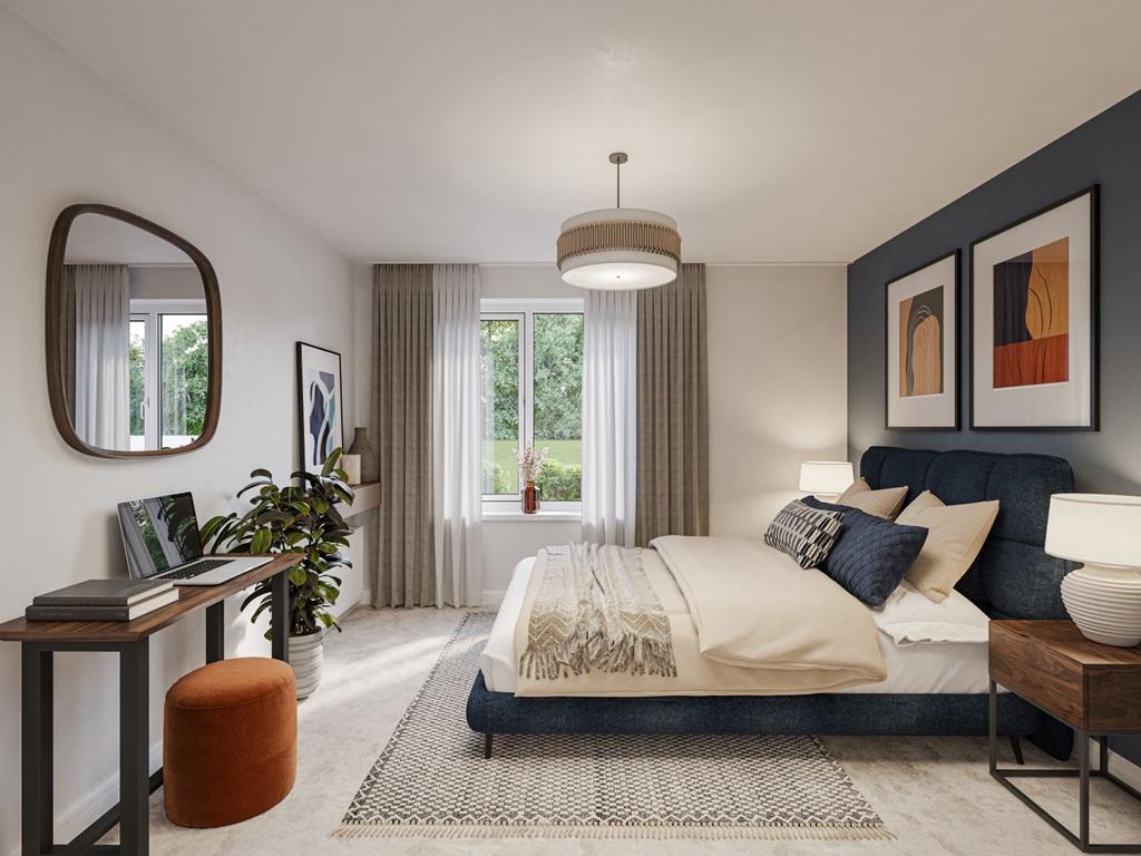 A generous bedroom has space for a double bed...