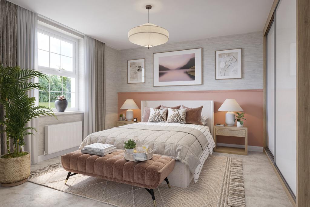 Internal cgi of the main bedroom in the...
