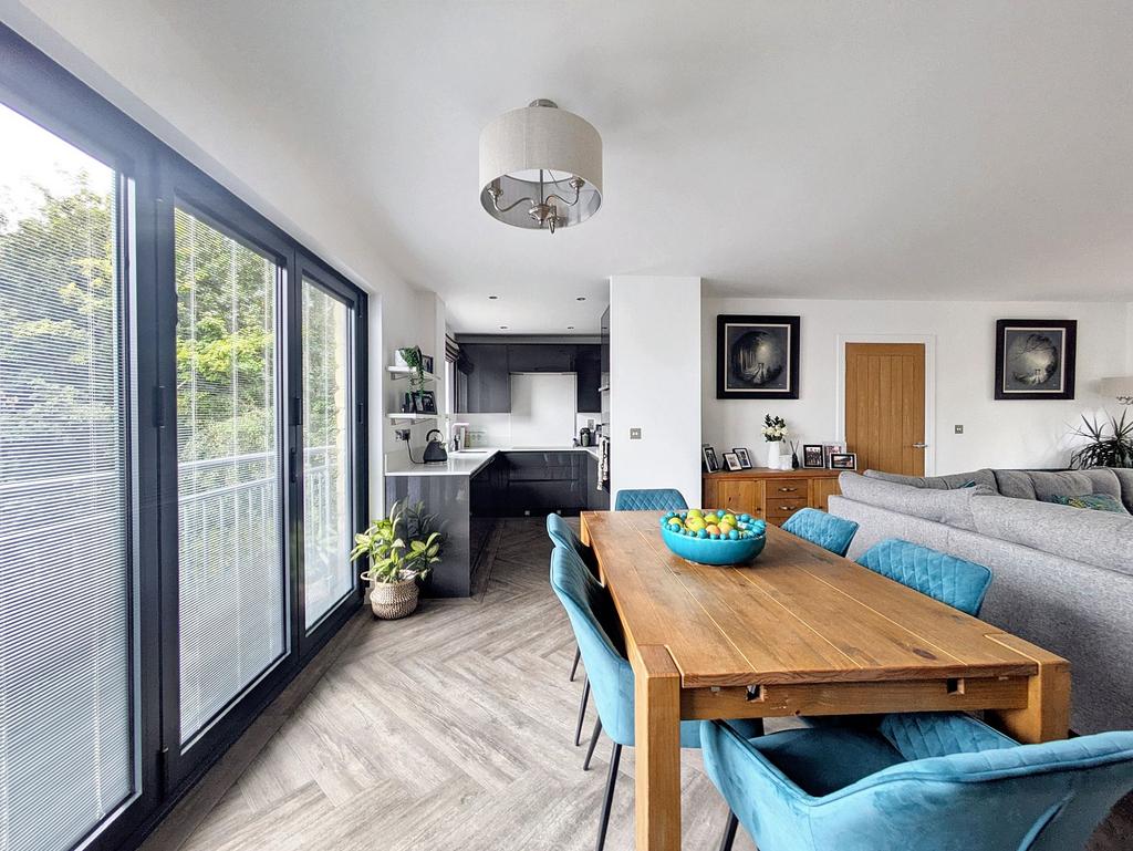 Open plan dining kitchen and family room