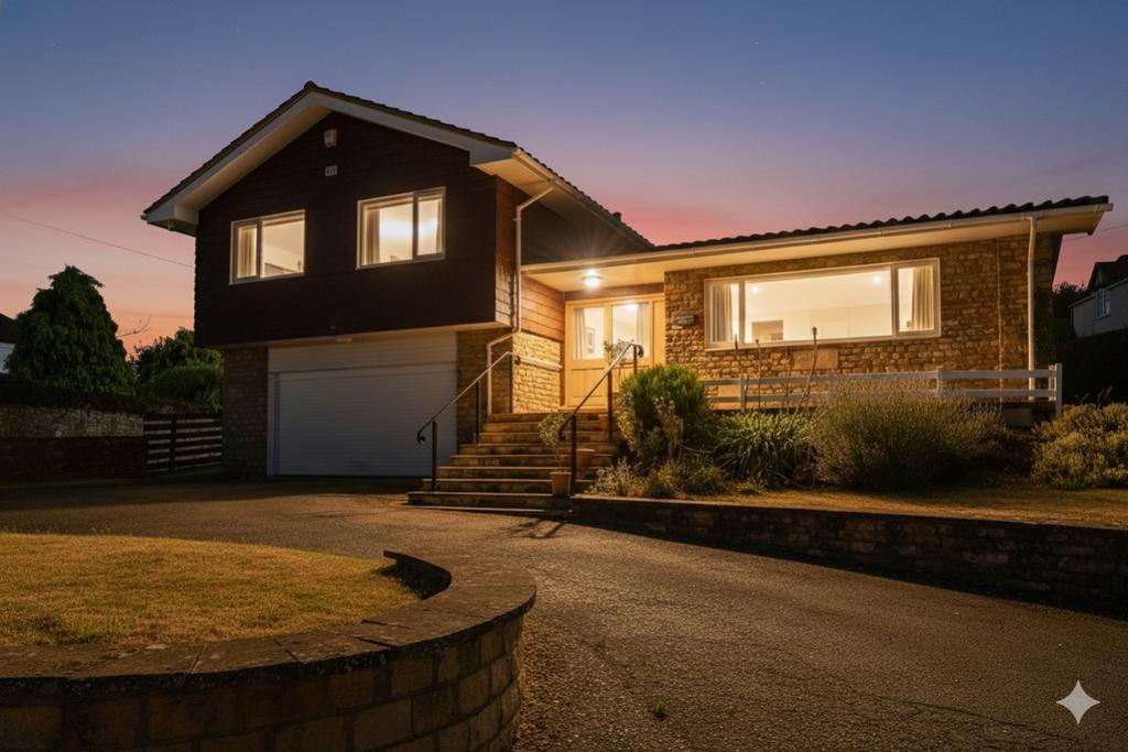 AI Enhanced view of property at dusk