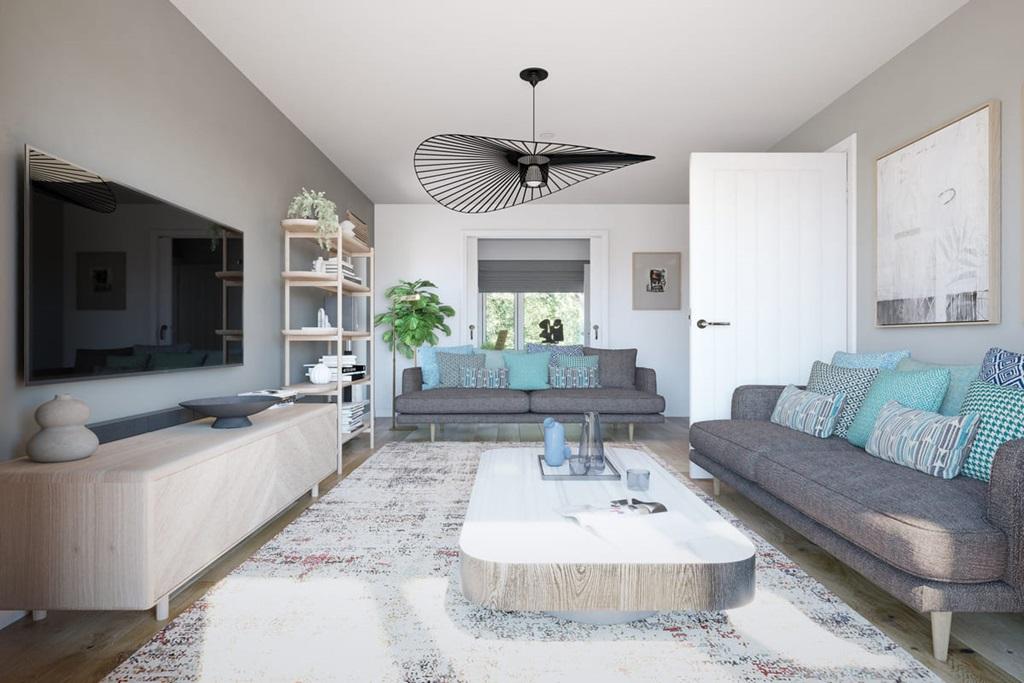 Plenty of space for a two &amp; three seater sofas,...